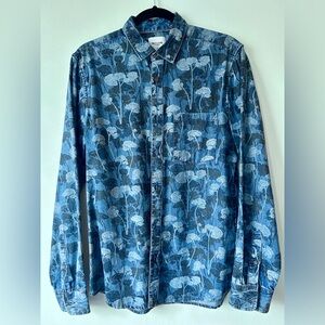 Only and Sons - Blue Floral Button-up Shirt (Size Men’s Medium M) Slim Fit